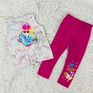 Nickelodeon joJo Siwa & dog shine on Top and Fuchsia Leggings Set size 4T
